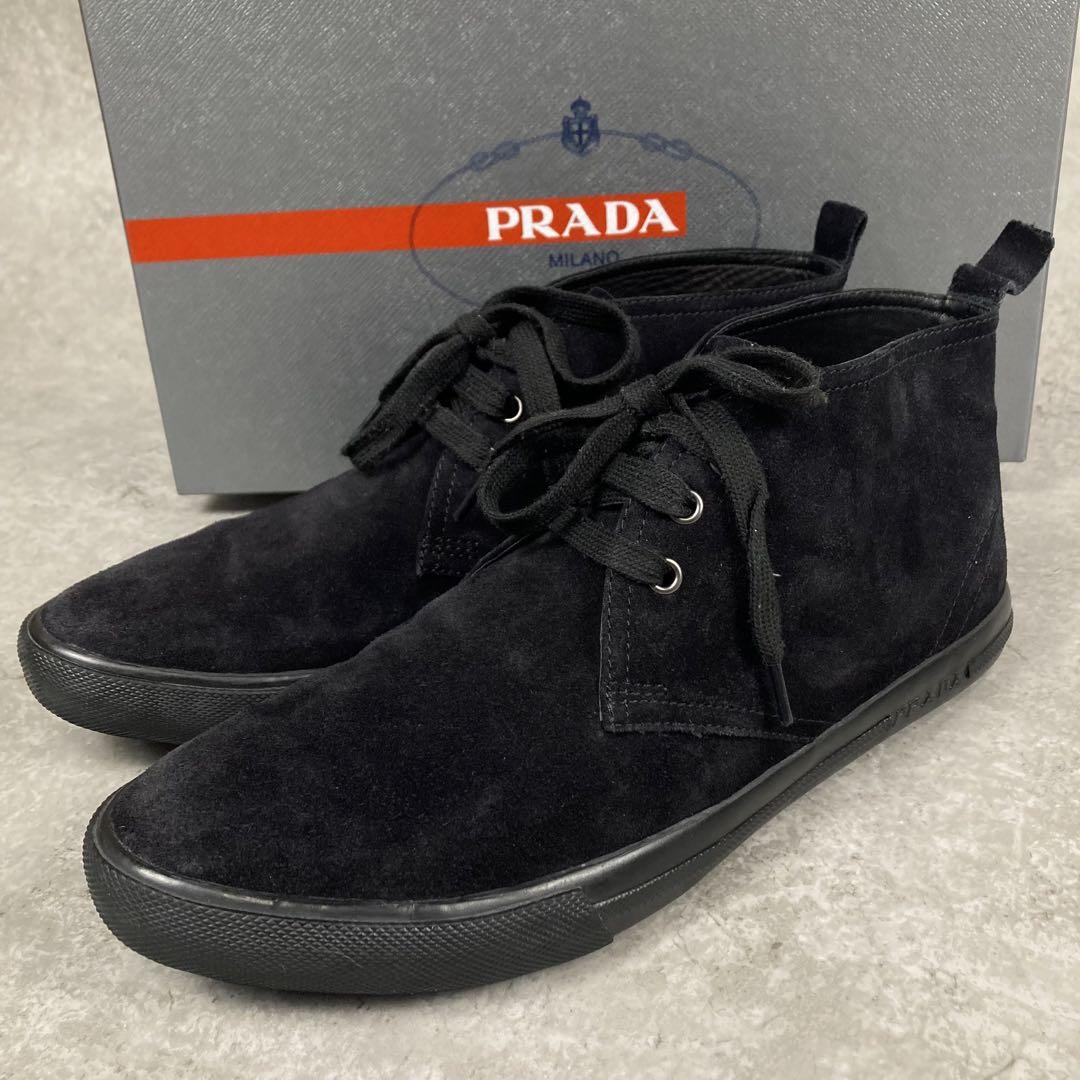 人気新品 スポーツ プラダ PRADA スエード 1/2 8 チャッカブーツ レザー 靴