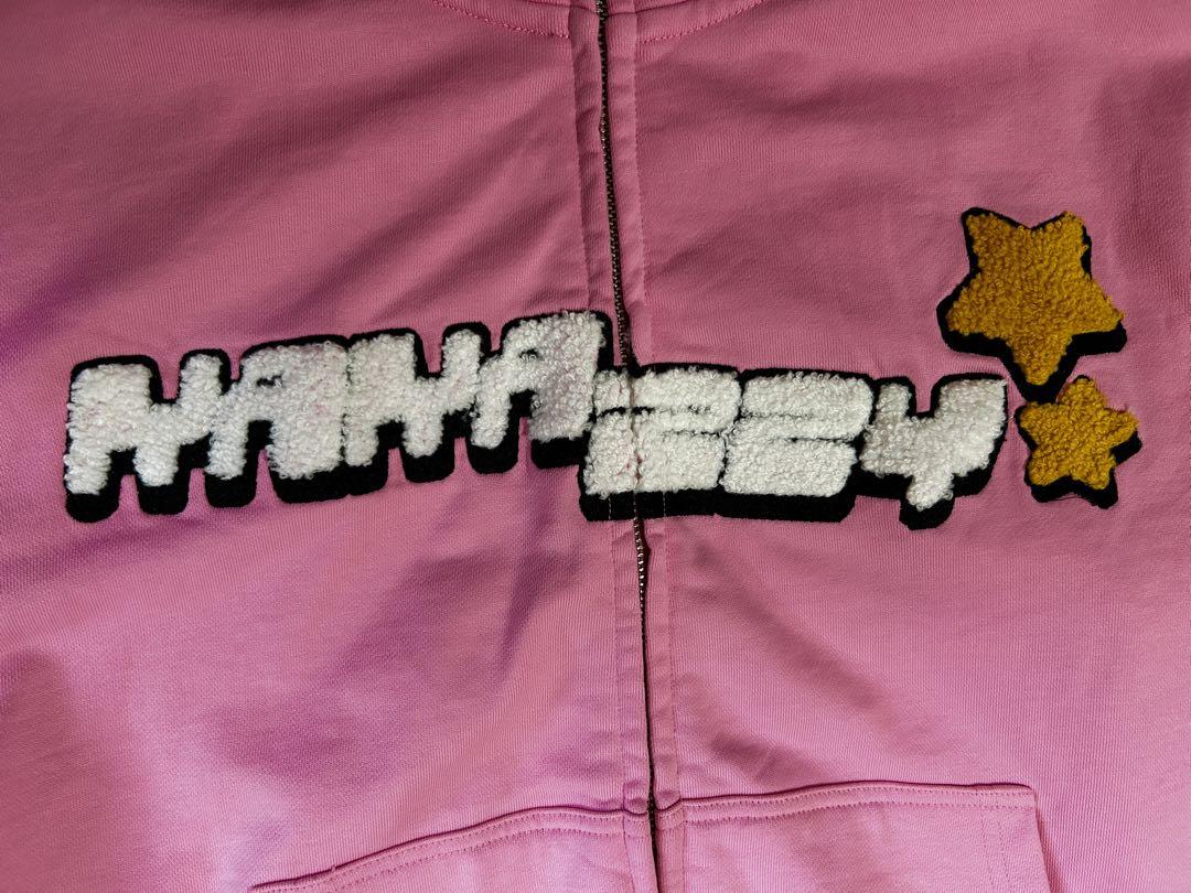 kakazzy メンズ パーカー フルジップパーカー ピンク 星の