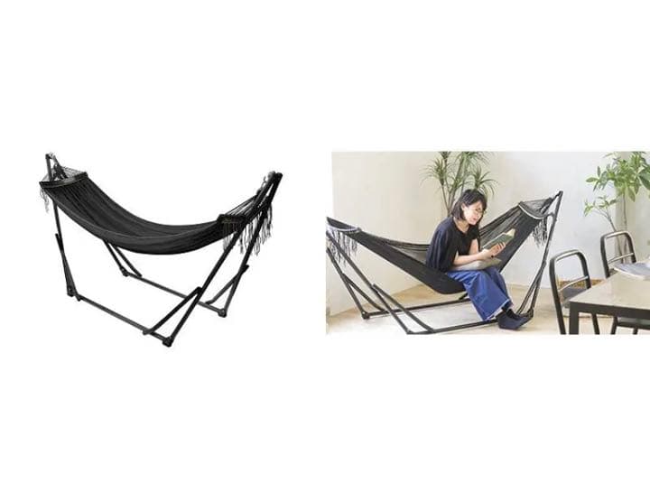TOYMOCK(トイモック) ハンモック 自立式 収納バッグ付き キャンバスクロス MOZ-21-01 TOYMOCK トイモック ハンモック 収納バッグ付き 自立 ブラック