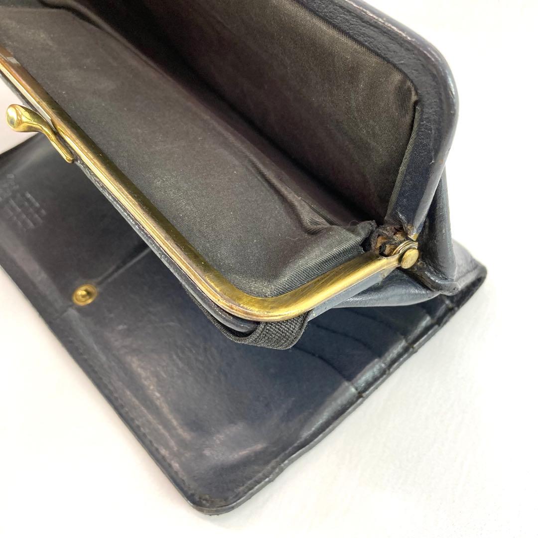 イルビゾンテ がま口財布 レザーウォレット ネイビー