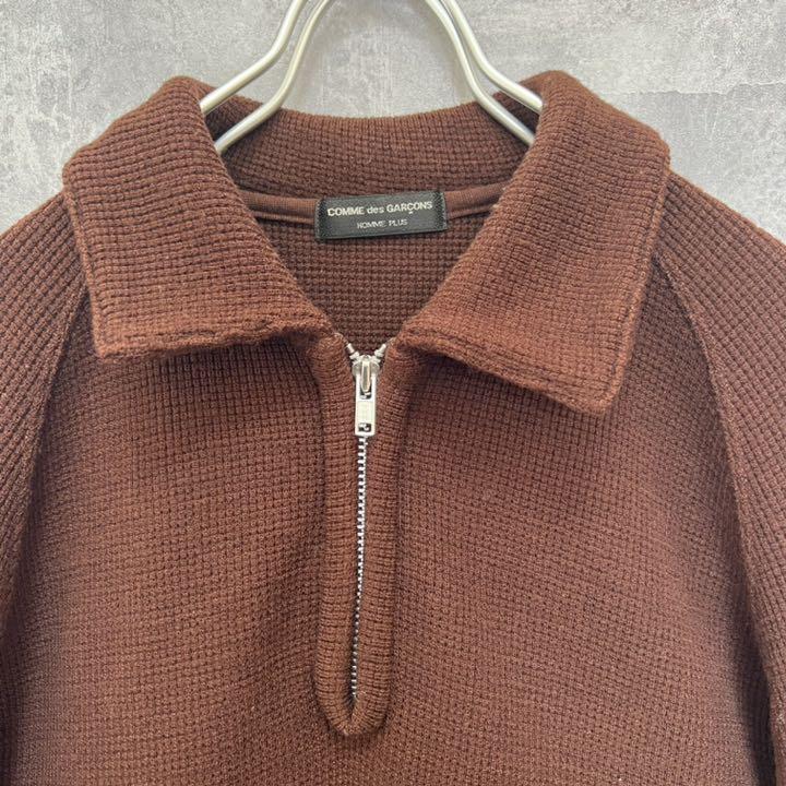 までの⅕ 極美品⭐️コムデギャルソンオムプリュス 長袖シャツ ボルドー 58Xg6-m76294576784 ハーフジップ ボルドー