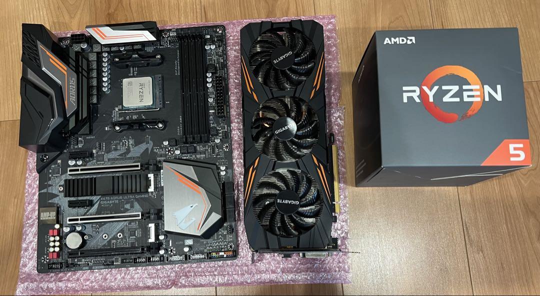 X470マザーボード、Ryzen5 2600、GTX1070 3点セット