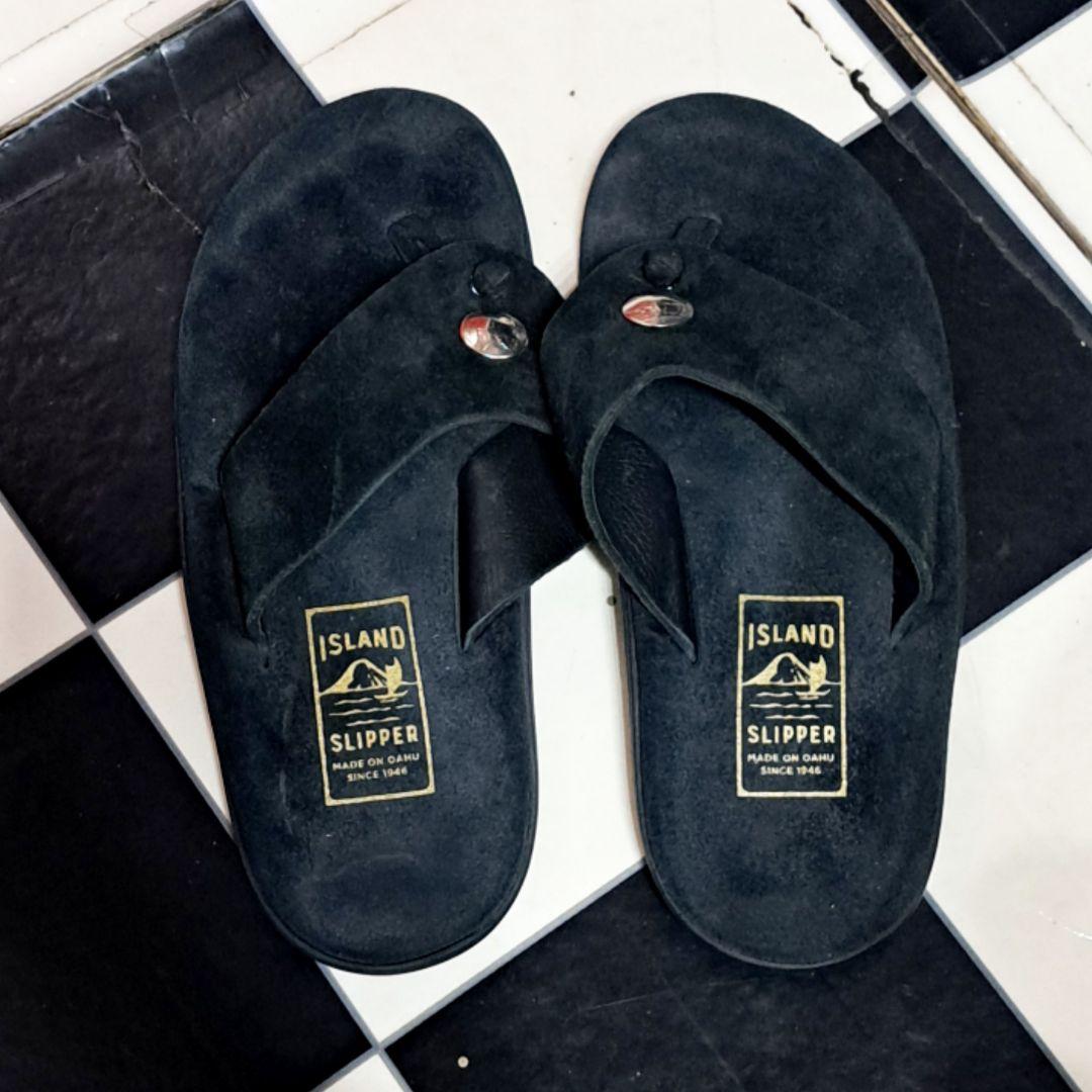 SLIPPER 　コンチョ　スエードレザー　サンダル　9 ブラック ISLAND SLIPPER コンチョ スエードレザー サンダル 9 ブラック