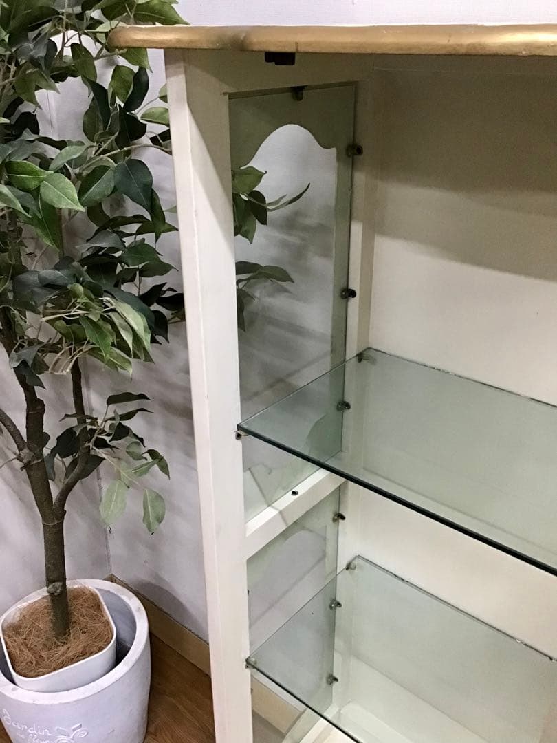 管543 イタリア家具 アンティーク 姫系 ヒビ加工 キュリオケース が大