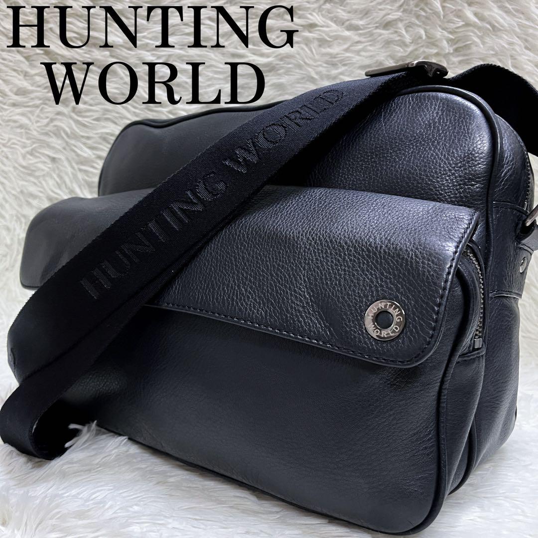 ダ*ス様 【美品】ハンティングワールド ショルダーバッグ ロゴ HUNTING WORLD ハンティングワールド ロゴ リバーシブル