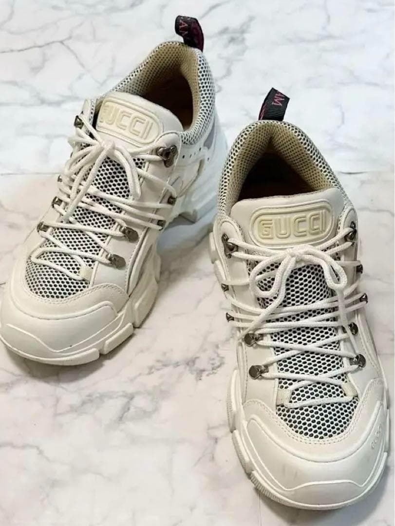 グッチ スニーカー メンズ ホワイト 白 厚底 GUCCI28cm GUCCI