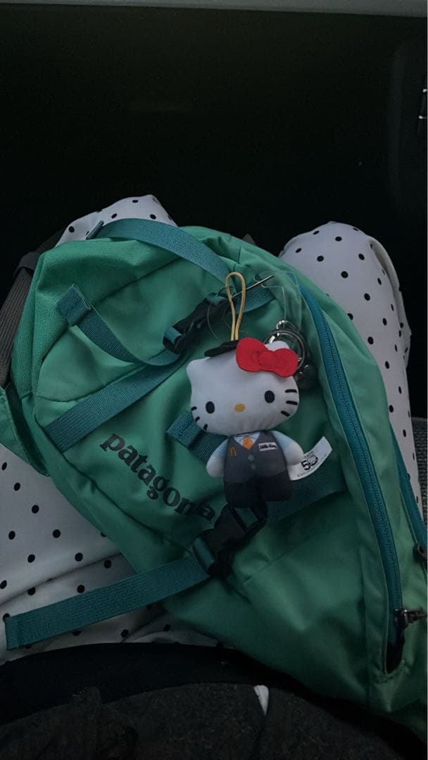 Patagonia ミントグリーン　スリングバッグ　キティちゃんストラップ付き