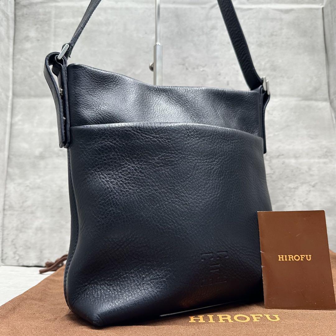 HIROFU ロゴ型押し ショルダーバッグ バケツ型 シボ革 レディース メンズ