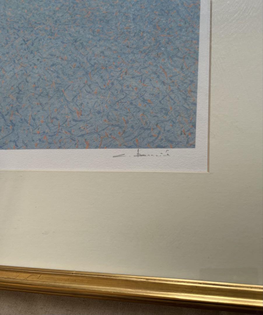 アンドレ・ブーリエ「港に吹く風」リトグラフ　額装　版画　サイン.ED有り　大きめ アンドレ・ブーリエ「港に吹く風」リトグラフ 額装 版画 サイン