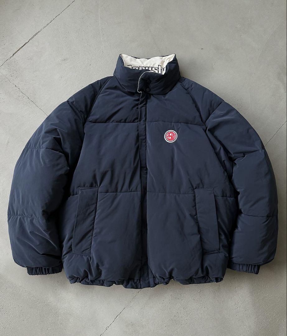 Perushu スタンドネックリバーシブル中綿ブルゾン L ネイビー