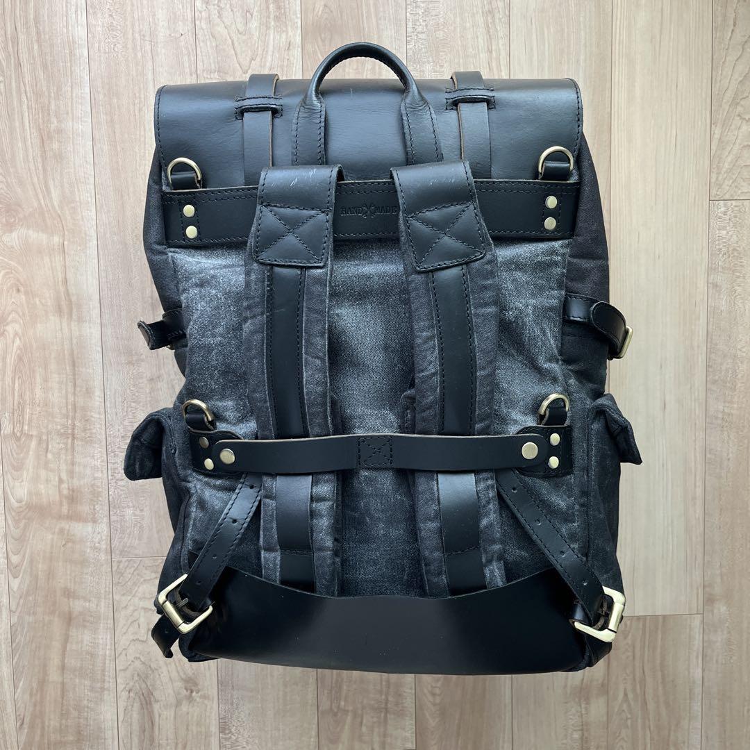 「カリプソ」トリップマシン 黒 レザーキャンバス バックパック