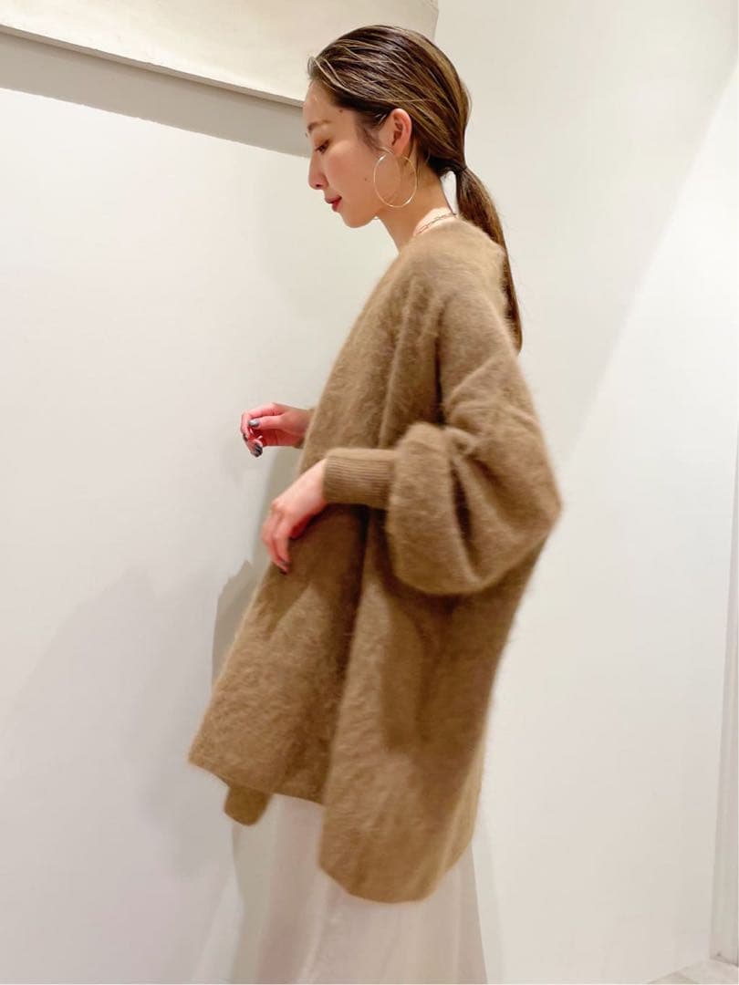 美品！NOBLEファーニットパフカーディガン ラクーンニットオーバー