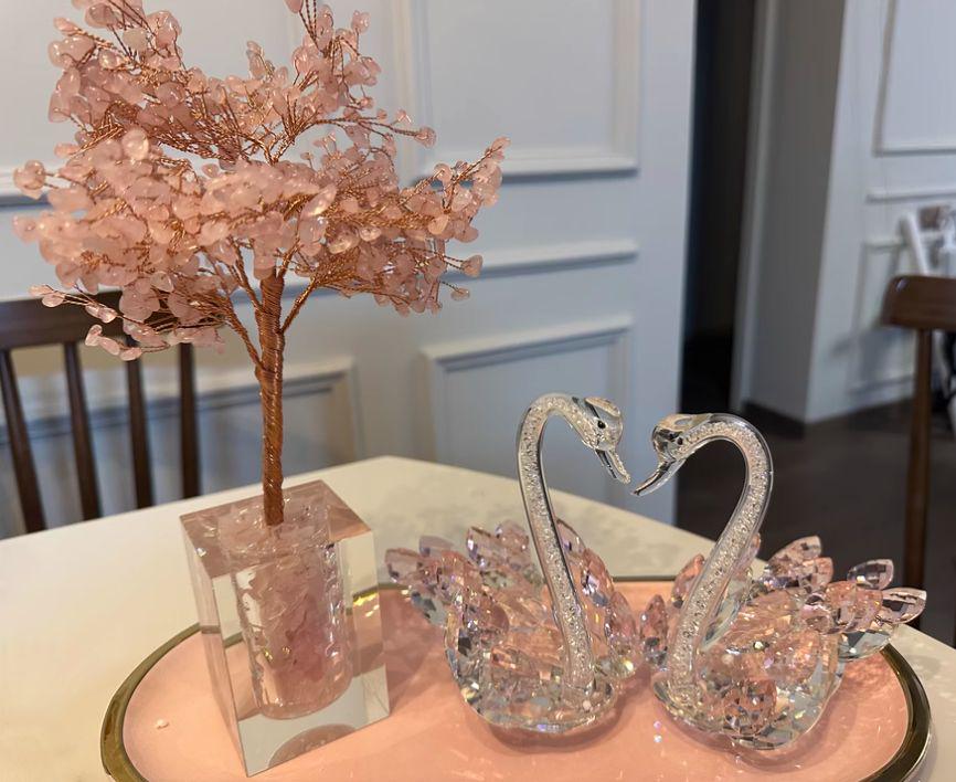 至高のクリスタルアートオブジェ｜天鹅と桜が紡ぐ麗しき春の幻想