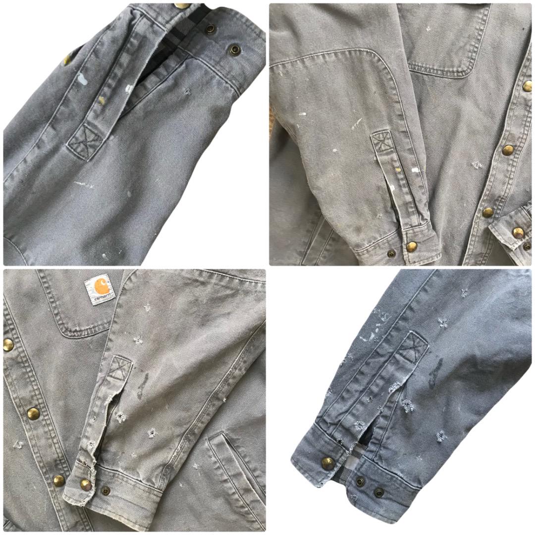 雰囲気抜群 Carhartt カーハート ワークシャツ 灰 2XL 古着 ボロ