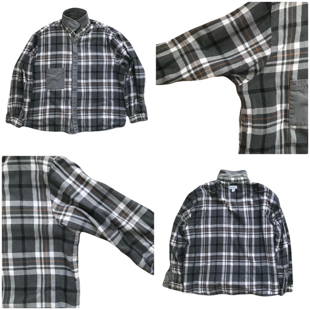 雰囲気抜群 Carhartt カーハート ワークシャツ 灰 2XL 古着 ボロ