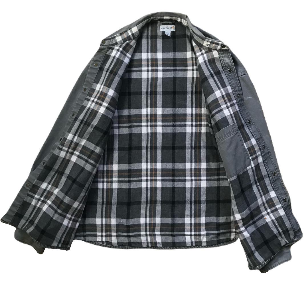 雰囲気抜群 Carhartt カーハート ワークシャツ 灰 2XL 古着 ボロ