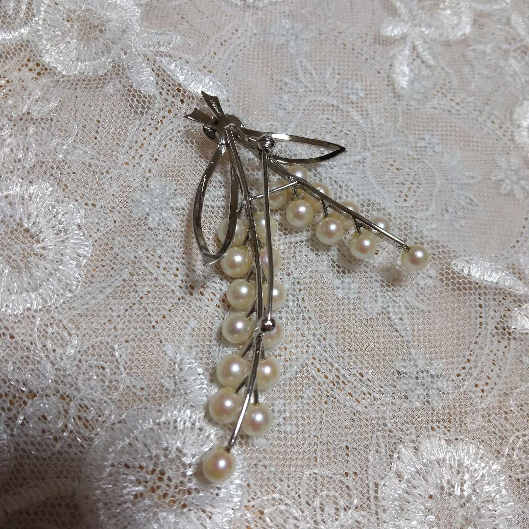 パールブローチ silver 真珠 あこや 美品