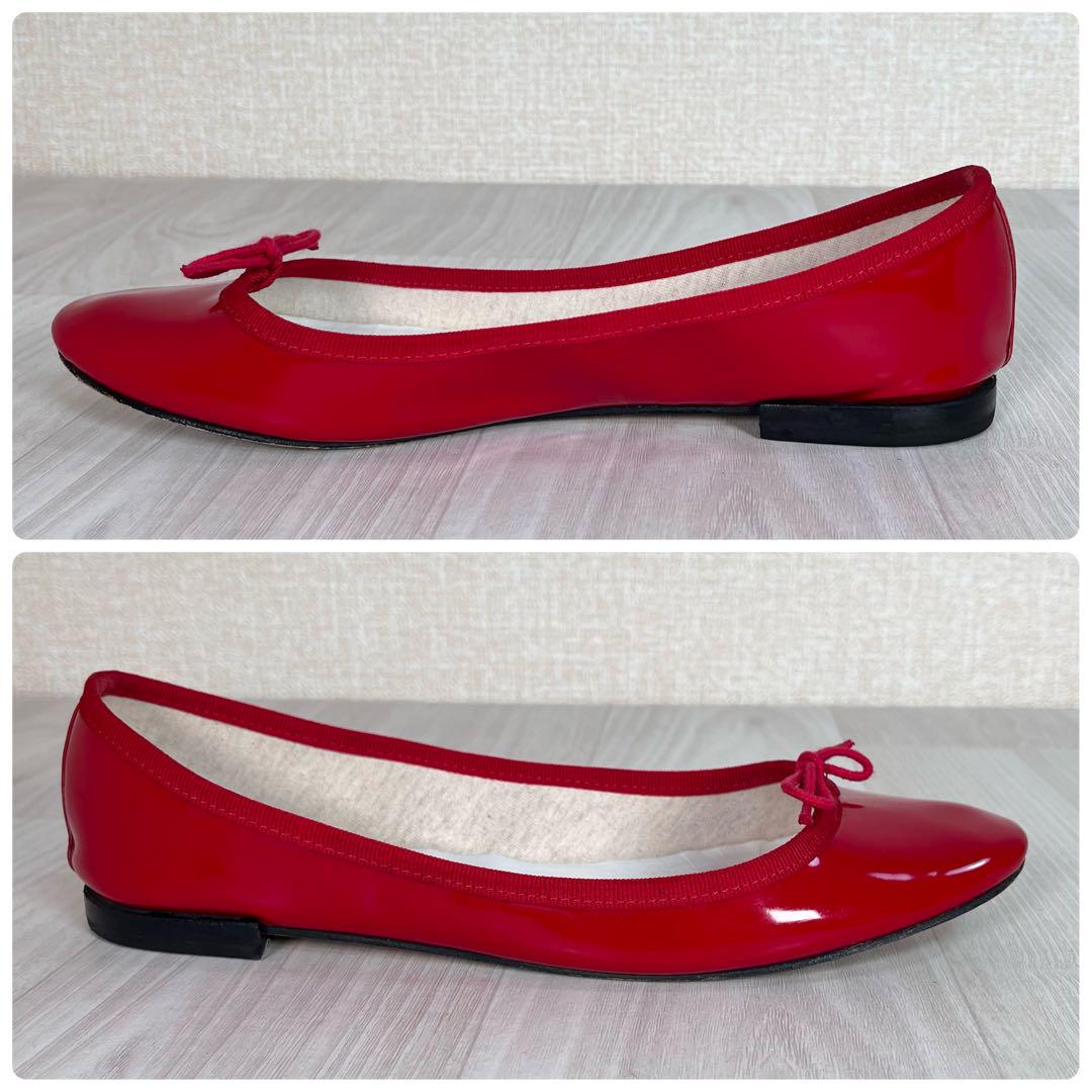 【美品】repetto/レペット　バレエ シューズ　パテントレザー　リボン　39