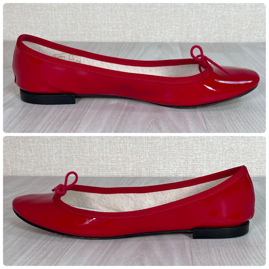 【美品】repetto/レペット　バレエ シューズ　パテントレザー　リボン　39