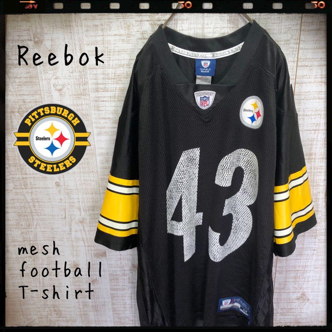 Reebok リーボック フットボールＴシャツ 黒 半袖 古着 4342