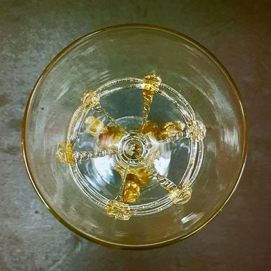 MURANO ムラノ 金彩 トリプル スワン モチーフ クリア グラス