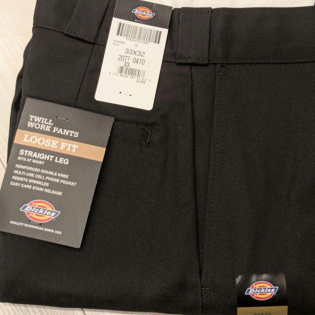新品タグ付　ディッキーズ　DICKIES　ダブルニー　ブラック　33✕32