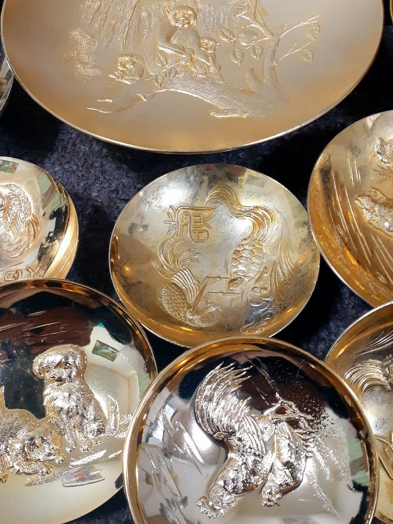金色の皿とボウルセット まとめ売り
