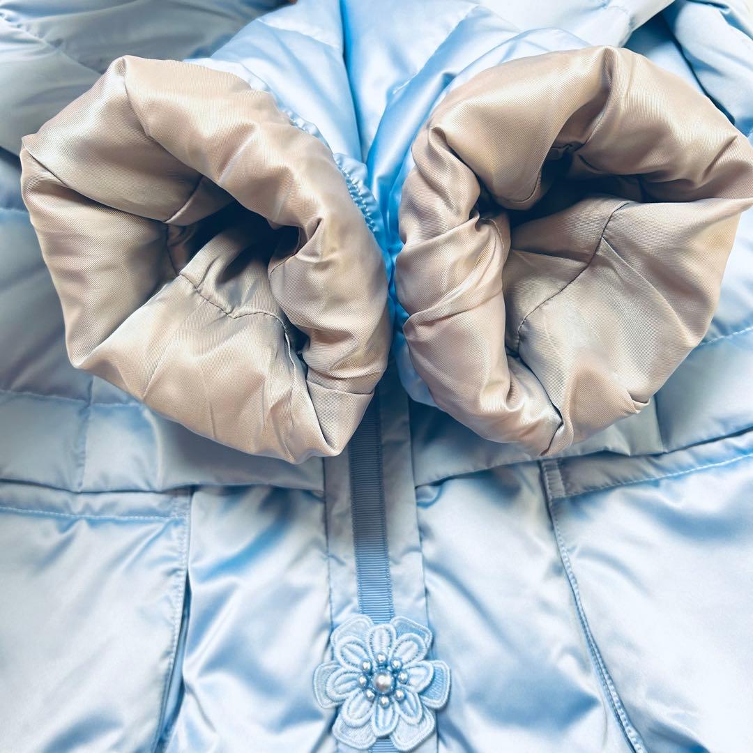 美品 スーパービューティー ダウンコート エコファー襟付 花モチーフ 美品 スーパービューティー ダウンコート エコファー襟付 花モチーフ