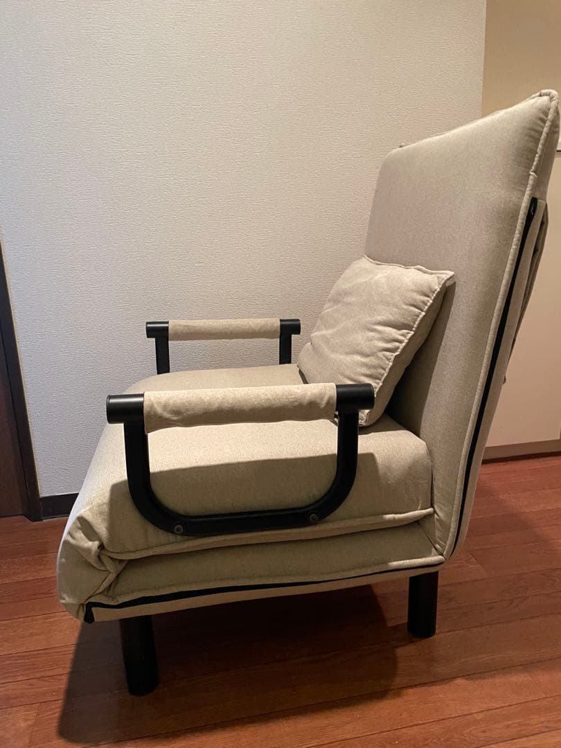 使用無し　購入後半年　1人用　折りたたみ　ソファベッド　椅子　チェア　ベージュ