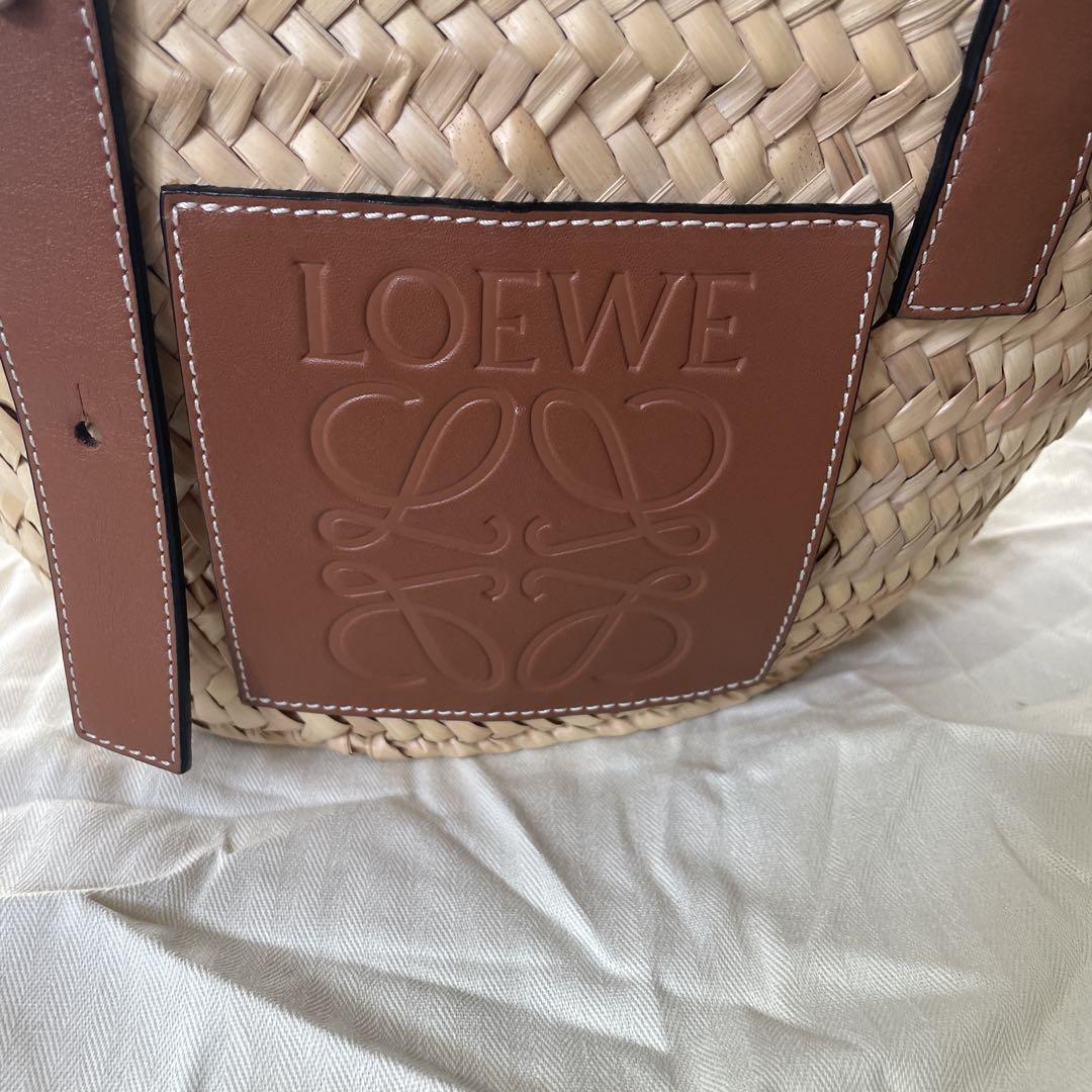 LOEWE かごバッグ　ストロー　レザー 袋付き　ロエベ