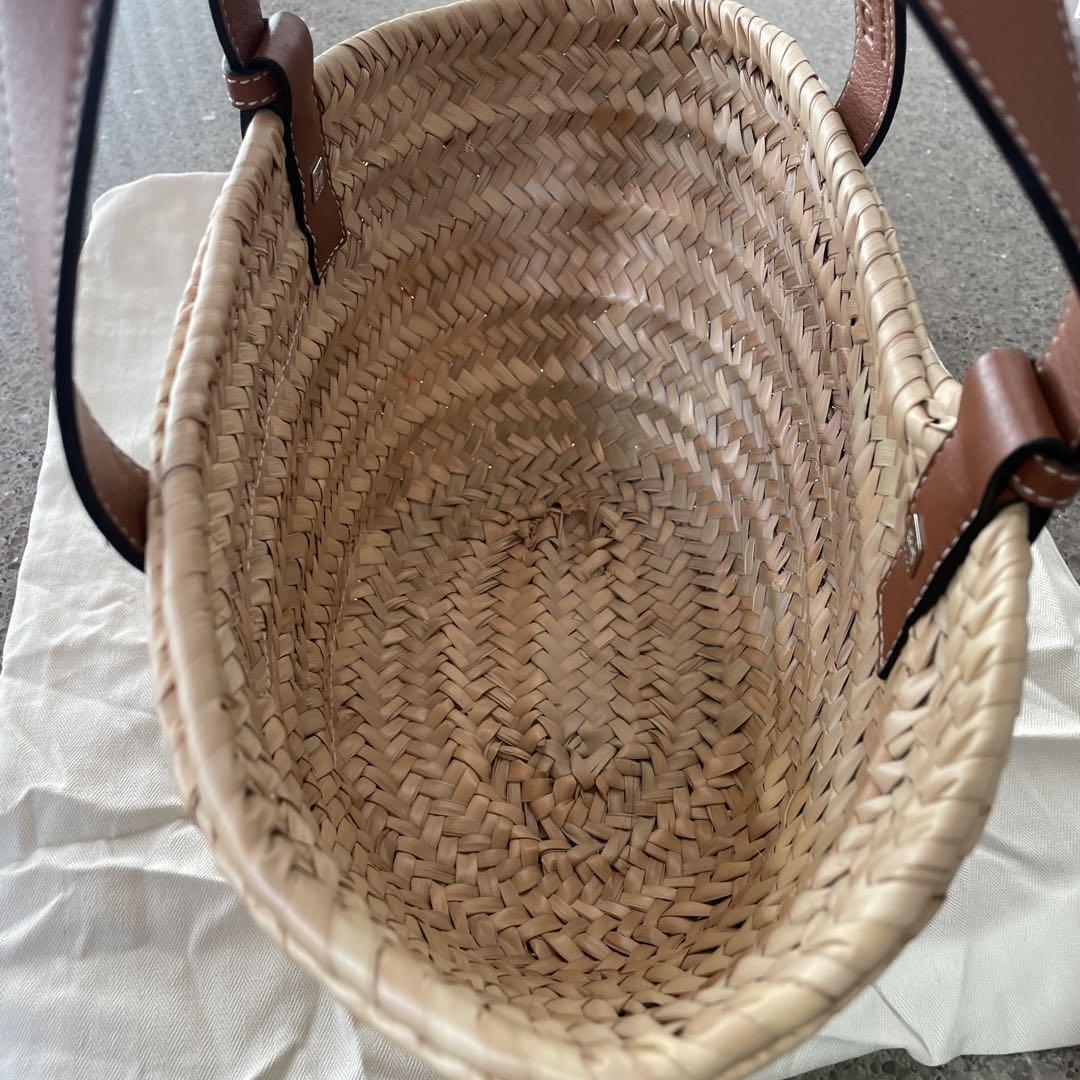 LOEWE かごバッグ　ストロー　レザー 袋付き　ロエベ