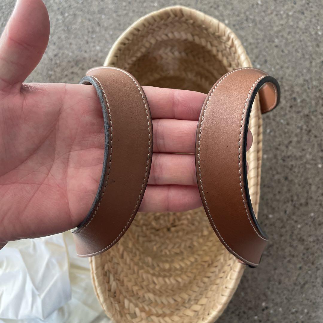 LOEWE かごバッグ　ストロー　レザー 袋付き　ロエベ