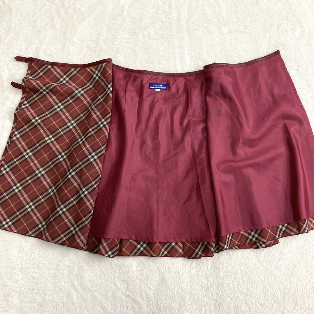 希少☆バーバリーブルーレーベル 巻きスカート ノバチェック 赤
