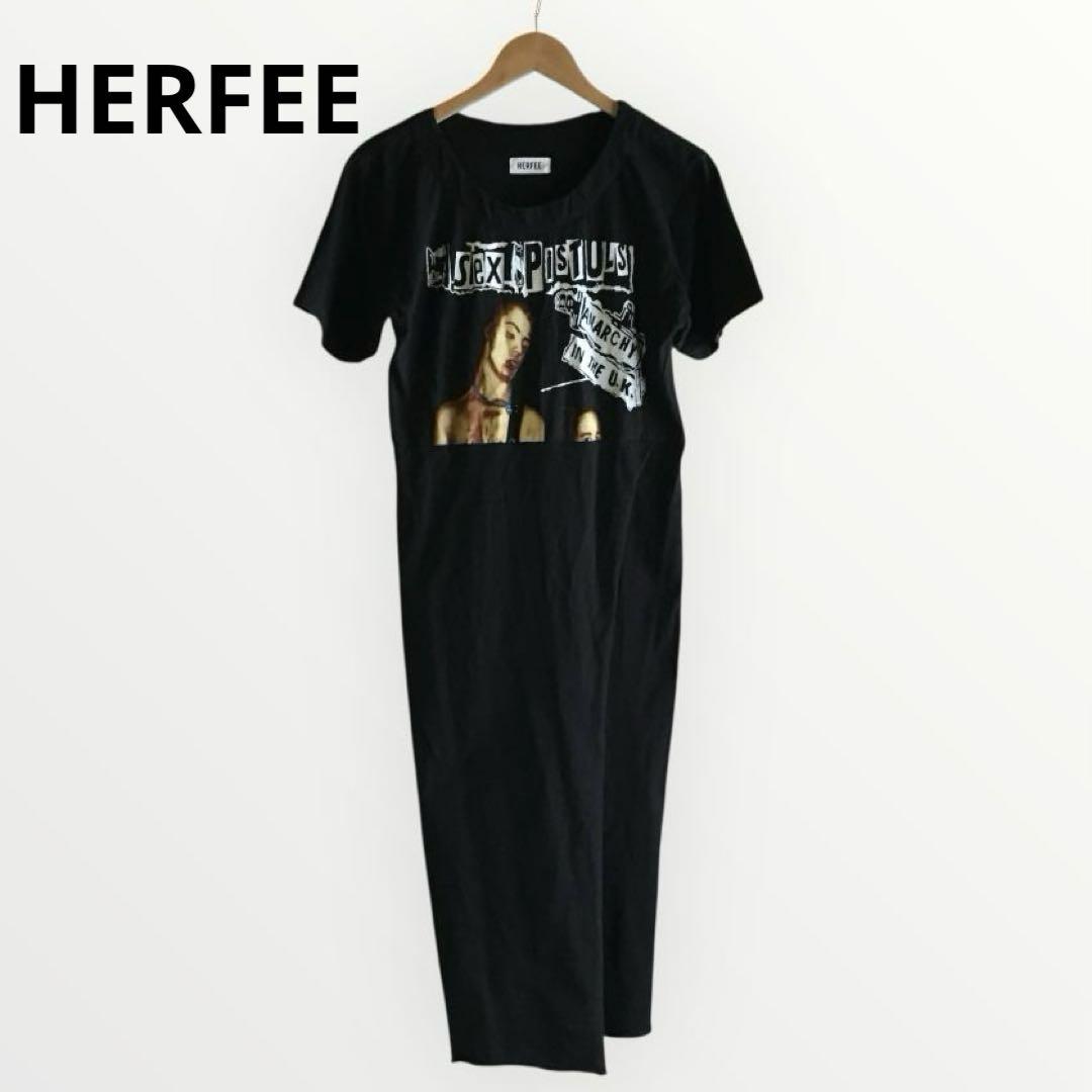 HERFEE ハーフィー　ROCK プリント　ワンピース
