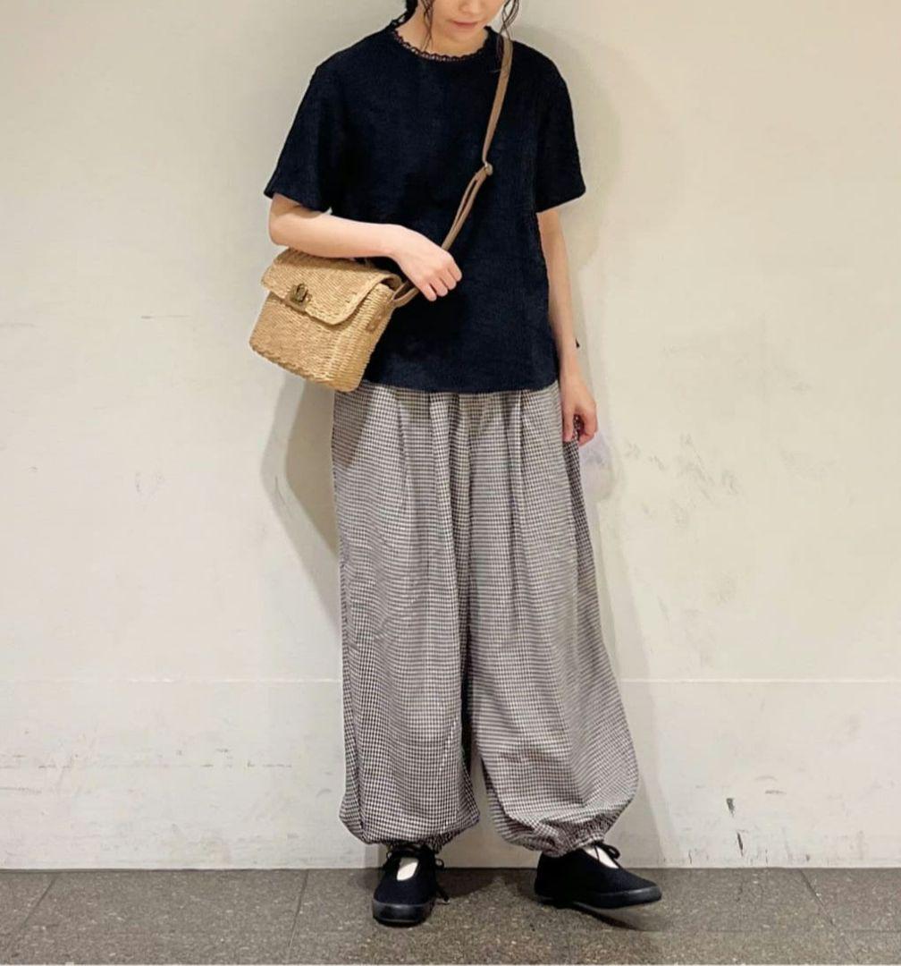 新品　SM2☆チャコール／綿麻切替タックボリュームパンツ