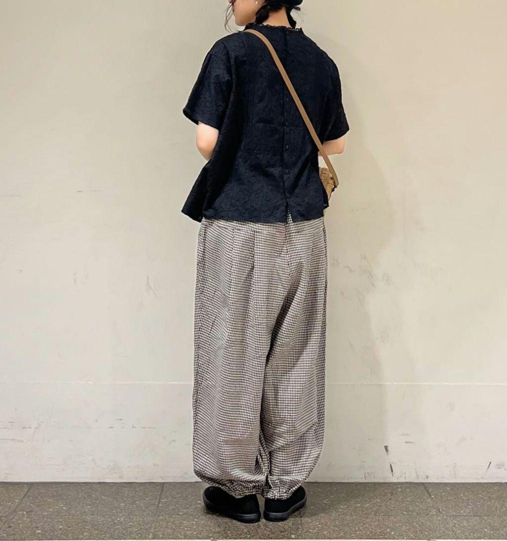 新品　SM2☆チャコール／綿麻切替タックボリュームパンツ
