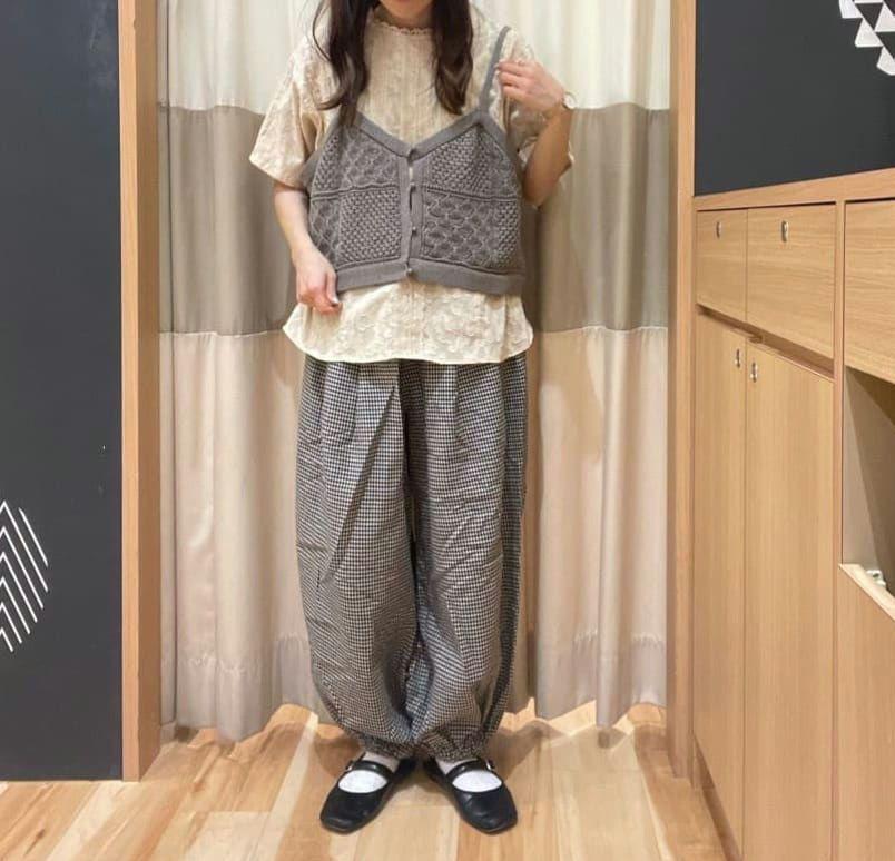 新品　SM2☆チャコール／綿麻切替タックボリュームパンツ