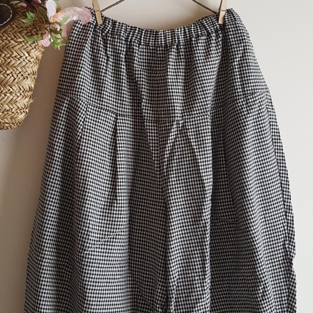 新品　SM2☆チャコール／綿麻切替タックボリュームパンツ