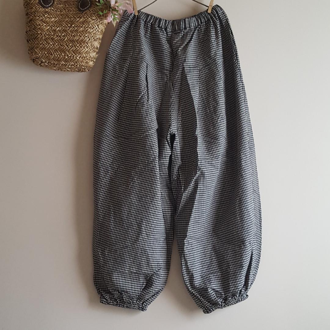 新品　SM2☆チャコール／綿麻切替タックボリュームパンツ