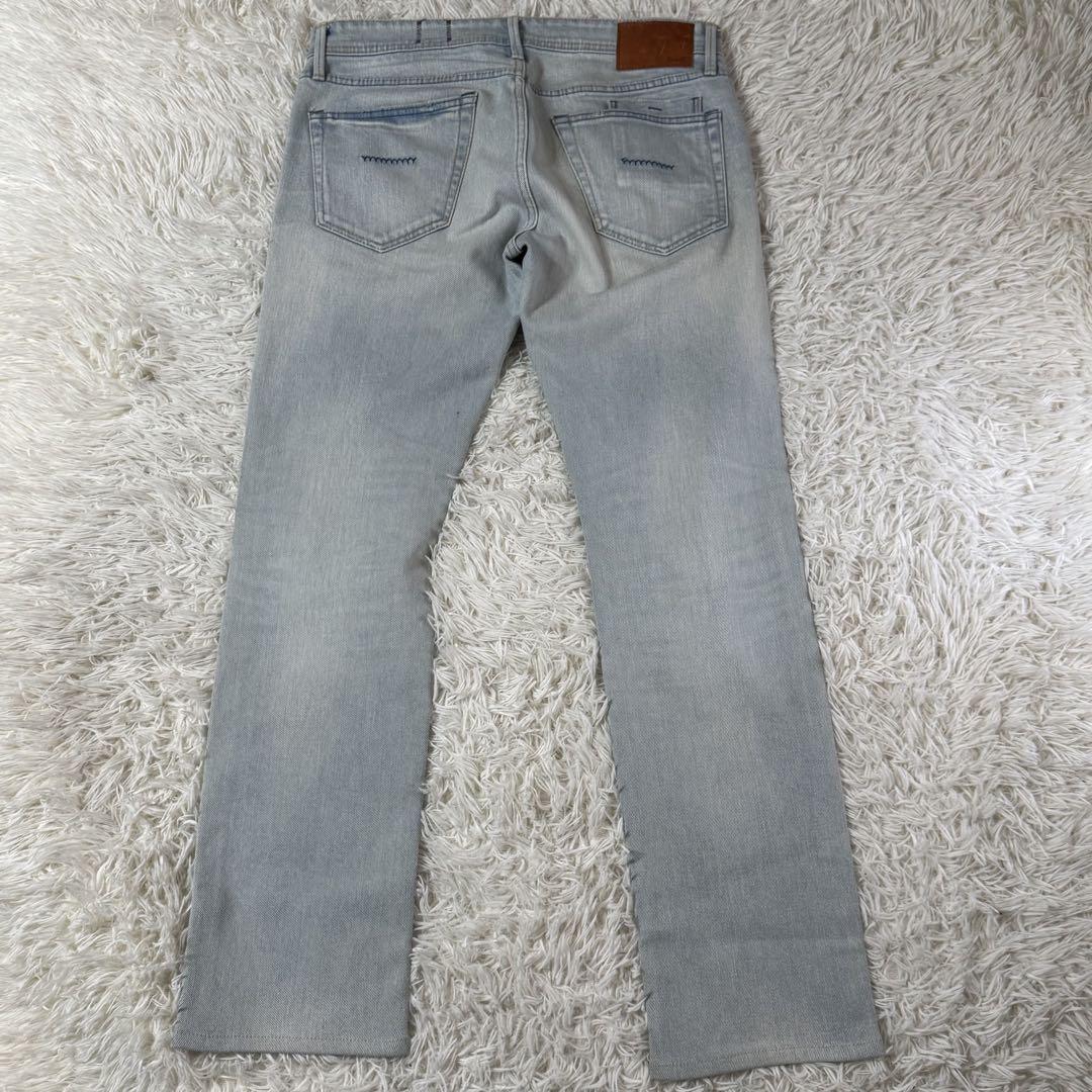 【美品】ヤヌークMICHEL ストレッチ　デニムパンツ　W32 ライトブルー