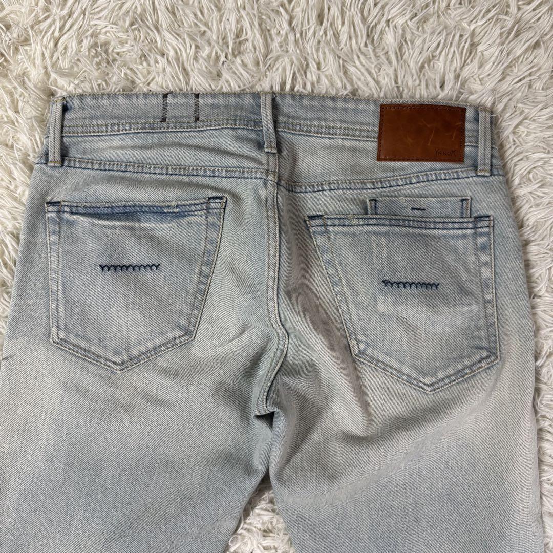 【美品】ヤヌークMICHEL ストレッチ　デニムパンツ　W32 ライトブルー