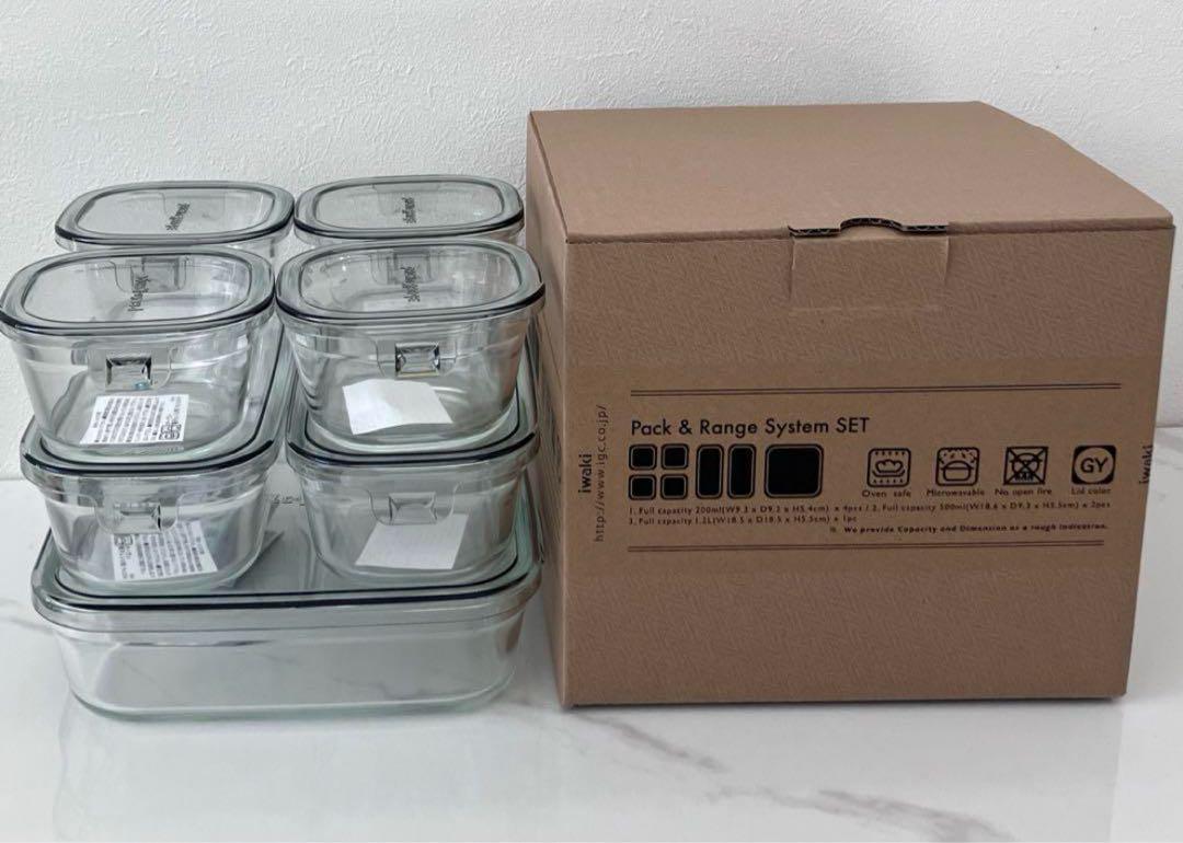 【新品】iwaki 耐熱ガラス保存容器 10点セット クールグレー