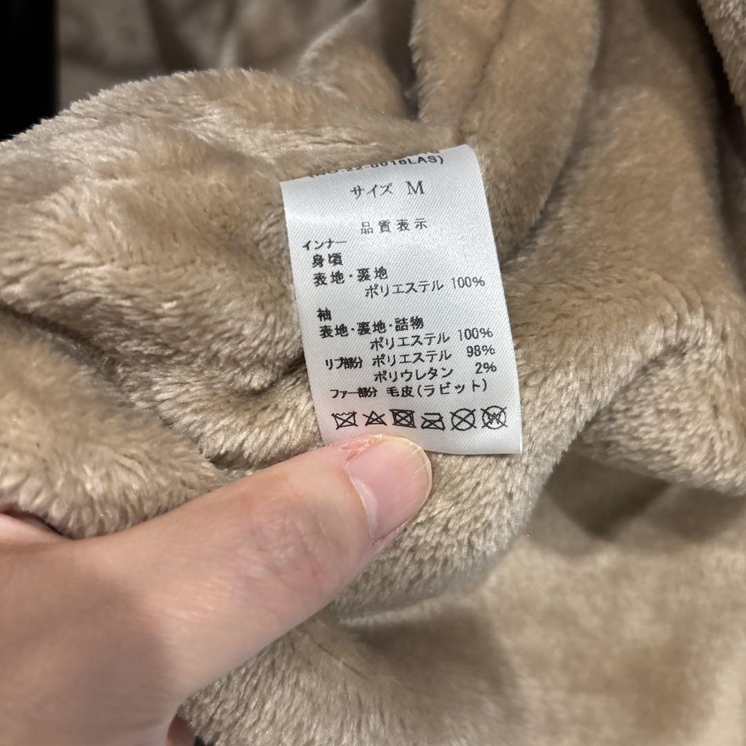 美品【LASUD】ファー付きベージュモッズコート レディース
