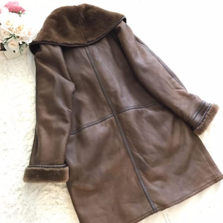 安い高品質 Max ブラウン 44 4HIPG-m76383683911 Mara 大きいサイズムートンレザーロングコート セール大得価