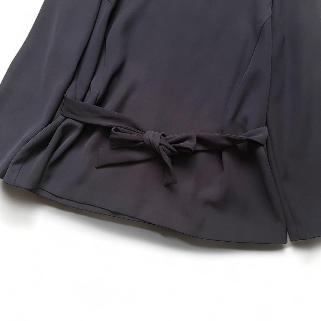 【激安通販オンラインショップ】 theory 美品 luxe 42 サイズ Blk/黒 ブラウス ウエストリボン トップス