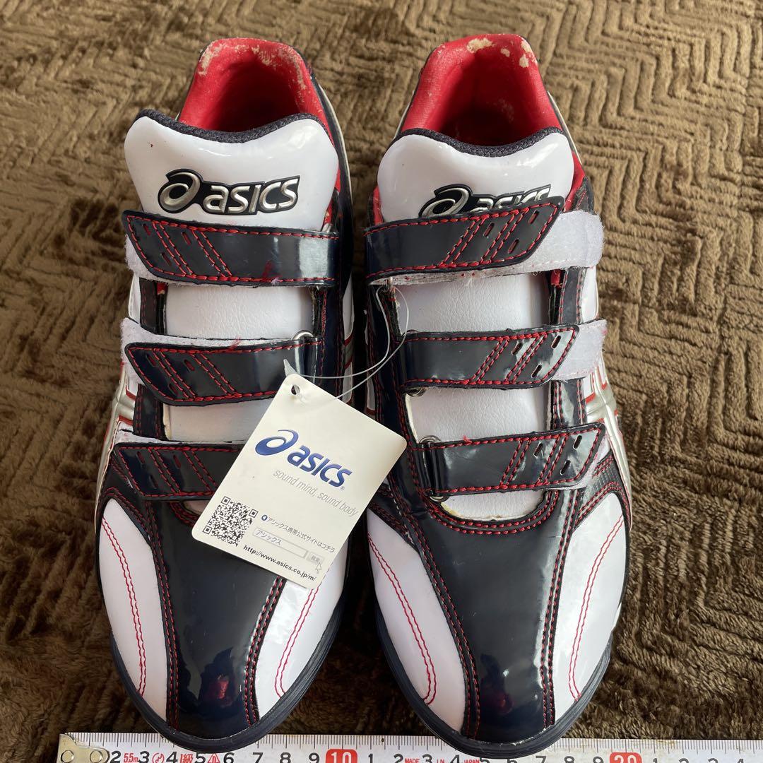 ASICS 野球スパイク 23cm 白 右足P革つき 中学軟式野球