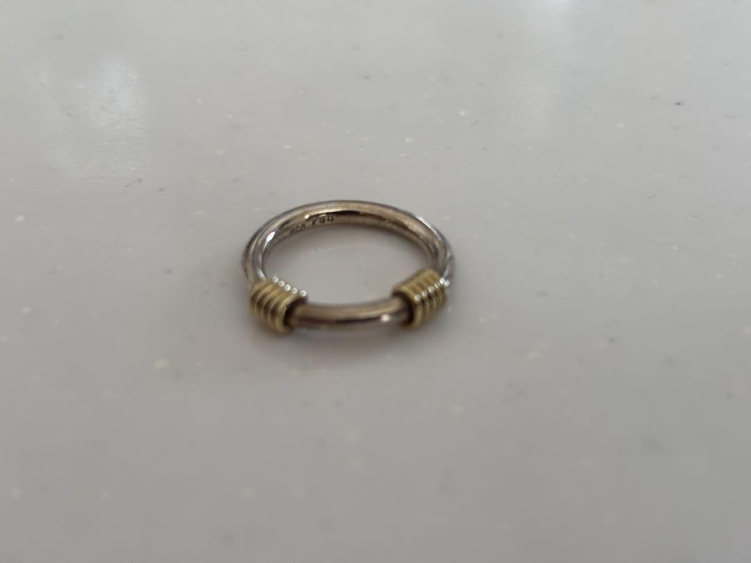 美品 ティファニー リング バンドウィズ 750 925 コンビ 10号 美品 ティファニー リング バンドウィズ 750 925 コンビ 10号