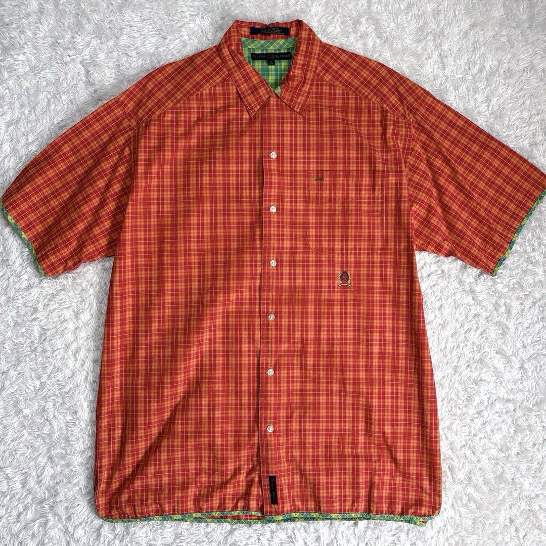 美品 90s vintage TOMY HILFIGER 半袖シャツ M 旧タグ