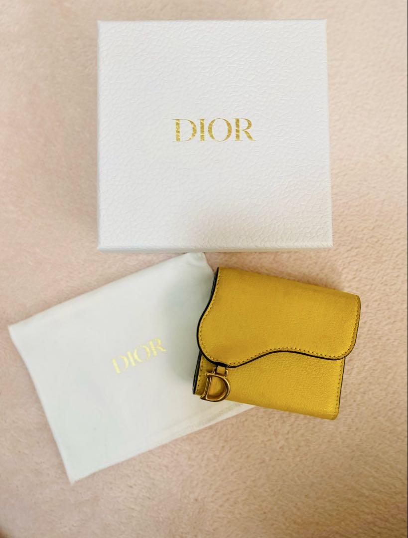 Dior ロータスウォレット　二つ折り財布 イエロー