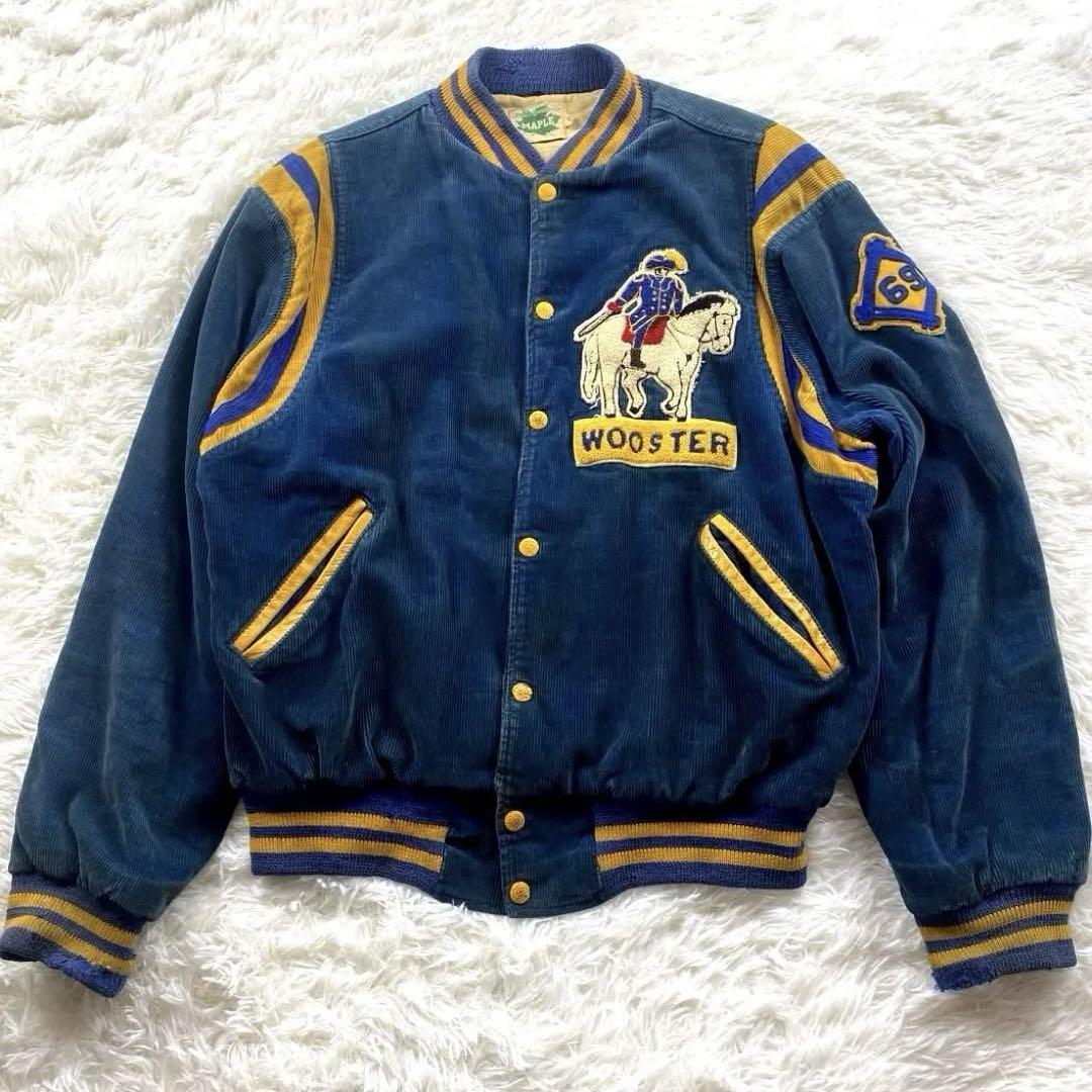 極希少ヴィンテージ品 70s スタジャン MAPLE コーデュロイ ネイビー 紺